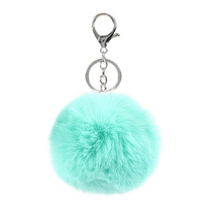 2019 8CM 13 Colors Cute Fluffy Rabbit Fur Ball Key Chain Cream Black Pompon Artificial Rabbit Fur Keychain Women Car Bag KeyRing