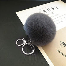 Load image into Gallery viewer, 2019 8CM 13 Colors Cute Fluffy Rabbit Fur Ball Key Chain Cream Black Pompon Artificial Rabbit Fur Keychain Women Car Bag KeyRing