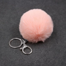 Load image into Gallery viewer, 2019 8CM 13 Colors Cute Fluffy Rabbit Fur Ball Key Chain Cream Black Pompon Artificial Rabbit Fur Keychain Women Car Bag KeyRing
