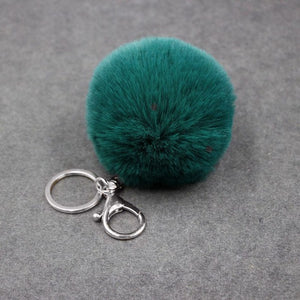2019 8CM 13 Colors Cute Fluffy Rabbit Fur Ball Key Chain Cream Black Pompon Artificial Rabbit Fur Keychain Women Car Bag KeyRing