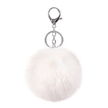 Load image into Gallery viewer, 2019 8CM 13 Colors Cute Fluffy Rabbit Fur Ball Key Chain Cream Black Pompon Artificial Rabbit Fur Keychain Women Car Bag KeyRing