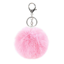 Load image into Gallery viewer, 2019 8CM 13 Colors Cute Fluffy Rabbit Fur Ball Key Chain Cream Black Pompon Artificial Rabbit Fur Keychain Women Car Bag KeyRing
