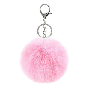 2019 8CM 13 Colors Cute Fluffy Rabbit Fur Ball Key Chain Cream Black Pompon Artificial Rabbit Fur Keychain Women Car Bag KeyRing
