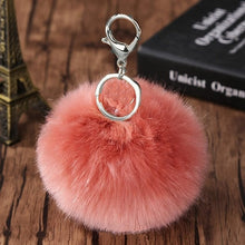 Load image into Gallery viewer, 2019 8CM 13 Colors Cute Fluffy Rabbit Fur Ball Key Chain Cream Black Pompon Artificial Rabbit Fur Keychain Women Car Bag KeyRing