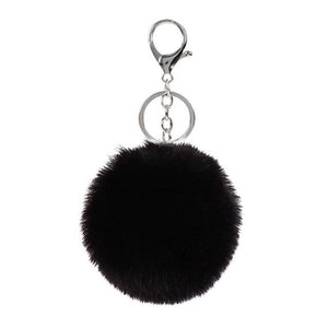 2019 8CM 13 Colors Cute Fluffy Rabbit Fur Ball Key Chain Cream Black Pompon Artificial Rabbit Fur Keychain Women Car Bag KeyRing