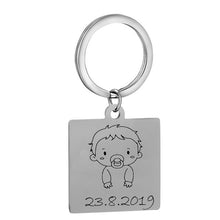 Load image into Gallery viewer, Personalized Customize Engraving  Key Chain Stainless Steel Calendar Highlighted Date Car Logo Plate Number  Anti-lost Keyring