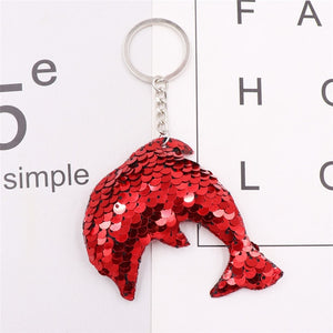 Sitaicery Dolphin Keychain Cute Sequin Original Keyrings Woman's Accesories Keychain On The Bag Llavero Christmas Gift Trinket