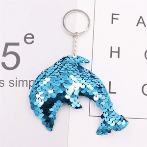 Sitaicery Dolphin Keychain Cute Sequin Original Keyrings Woman's Accesories Keychain On The Bag Llavero Christmas Gift Trinket