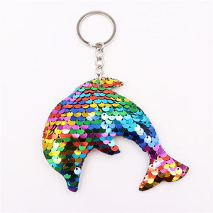 Sitaicery Dolphin Keychain Cute Sequin Original Keyrings Woman's Accesories Keychain On The Bag Llavero Christmas Gift Trinket