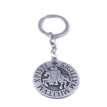 Load image into Gallery viewer, Knight Templar Keychain Letter Sigillum Militum Xpisti Vintage Silver Pendant Key Chain for Women Men Car Keyring Jewelry