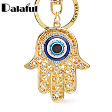 Load image into Gallery viewer, Lucky Hamsa Fatima Hand Eyes Keychains Charm Amulet Purse Bag Buckle Pendant For Car Keyrings key chains holder women K236