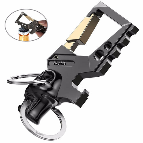 Hephis Carabiner Key Chain and Unique Men Car Keychains Bottle Opener Multi Function High Grade Key Rings Holder Jewelry Gifts