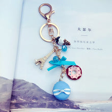 Load image into Gallery viewer, Macarons Cake Keychain Keychains With France Paris LADUREE Effiel Tower Macarons Ribbon Keyrings Bag Charm Gift Accessories 1502