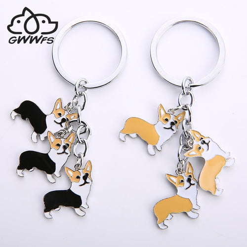 Welsh Corgi Pembroke Key Chains For Car Bag Silver Color Alloy Metal Pet Dog Pendant Charm Men Women Keychain Key Ring Holder