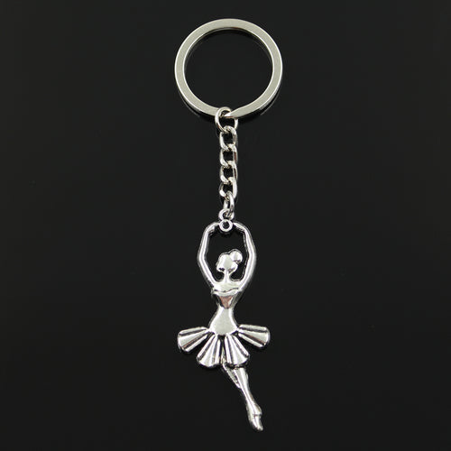 New Fashion Keychain 61x24mm ballet dancer ballerina Pendants DIY Men Jewelry Car Key Chain Ring Holder Souvenir For Gift