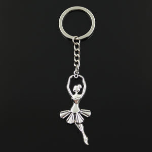 New Fashion Keychain 61x24mm ballet dancer ballerina Pendants DIY Men Jewelry Car Key Chain Ring Holder Souvenir For Gift