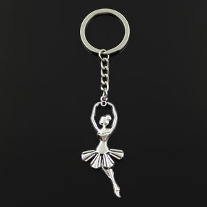 New Fashion Keychain 61x24mm ballet dancer ballerina Pendants DIY Men Jewelry Car Key Chain Ring Holder Souvenir For Gift