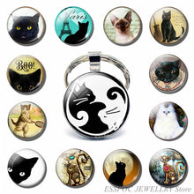 Load image into Gallery viewer, Vintage Two Yin Yang Cats Pendant  Key Chain Metal Key Ring Cabochon Keychain for Fashion Women Men