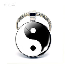 Load image into Gallery viewer, Vintage Two Yin Yang Cats Pendant  Key Chain Metal Key Ring Cabochon Keychain for Fashion Women Men