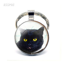Load image into Gallery viewer, Vintage Two Yin Yang Cats Pendant  Key Chain Metal Key Ring Cabochon Keychain for Fashion Women Men