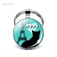 Load image into Gallery viewer, Vintage Two Yin Yang Cats Pendant  Key Chain Metal Key Ring Cabochon Keychain for Fashion Women Men