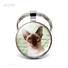 Load image into Gallery viewer, Vintage Two Yin Yang Cats Pendant  Key Chain Metal Key Ring Cabochon Keychain for Fashion Women Men