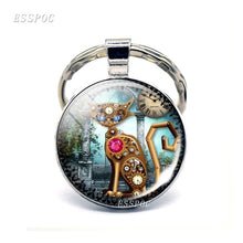 Load image into Gallery viewer, Vintage Two Yin Yang Cats Pendant  Key Chain Metal Key Ring Cabochon Keychain for Fashion Women Men