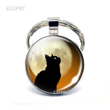 Load image into Gallery viewer, Vintage Two Yin Yang Cats Pendant  Key Chain Metal Key Ring Cabochon Keychain for Fashion Women Men
