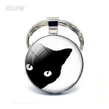 Load image into Gallery viewer, Vintage Two Yin Yang Cats Pendant  Key Chain Metal Key Ring Cabochon Keychain for Fashion Women Men