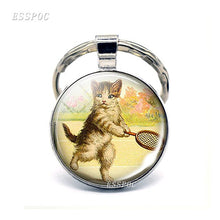 Load image into Gallery viewer, Vintage Two Yin Yang Cats Pendant  Key Chain Metal Key Ring Cabochon Keychain for Fashion Women Men